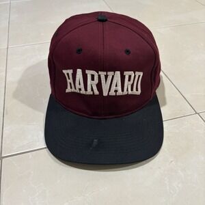 Vintage 90s Y2K Harvard SnapBack Hat College Embroidered Baseball Red Adult